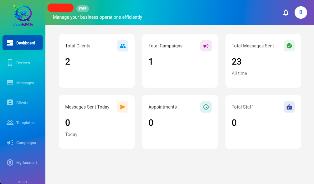 ZenSMS Web Dashboard